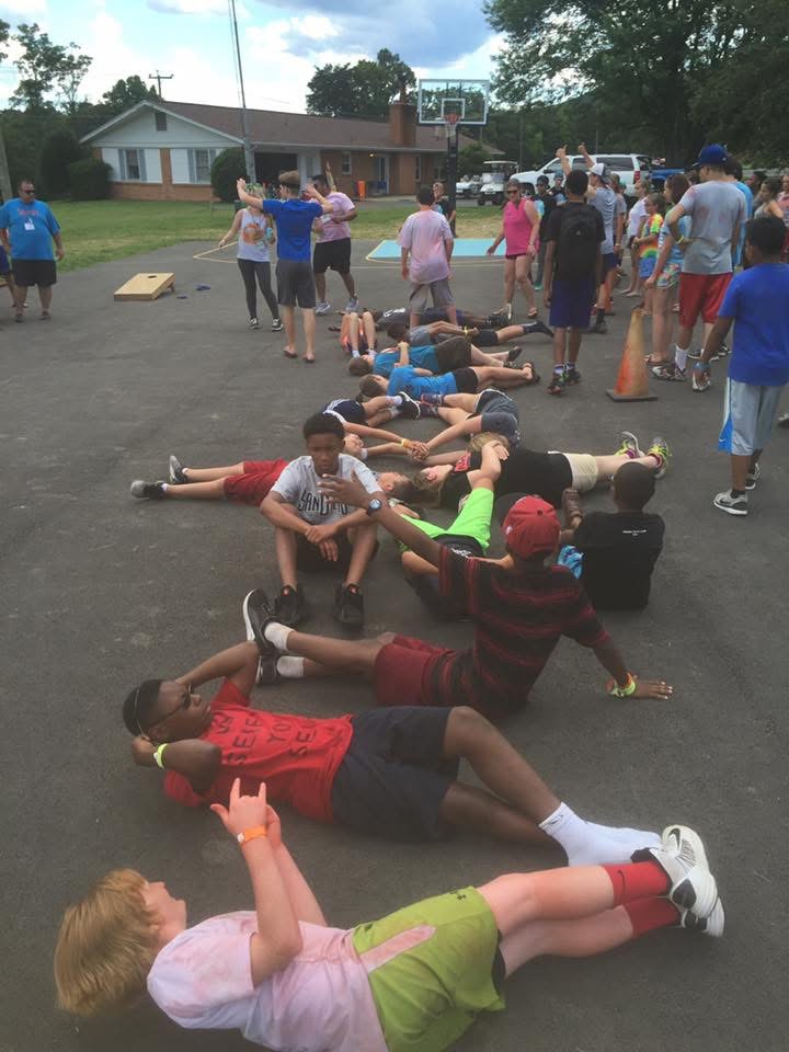 Summer camp group activity outdoors